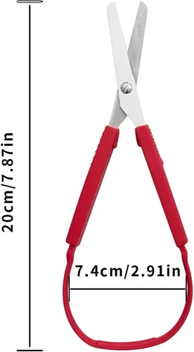 Miniatura 5 de Paquete de 4 tijeras de bucle adaptativas, tijeras de apertura automática de 8 pulgadas para necesidades especiales, niños y adultos (rojo)