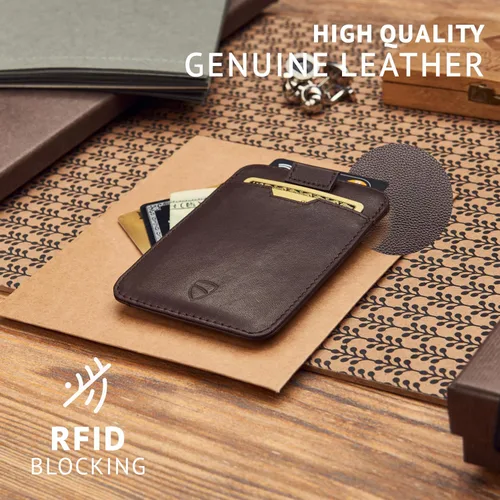 Miniatura 53 de Vaultskin CHELSEA - Cartera de piel delgada con bloqueo RFID para hombre, tarjetero minimalista con bolsillo frontal
