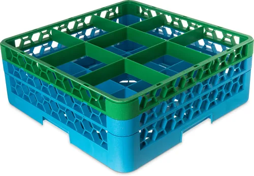 Miniatura 57 de Carlisle FoodService Products RG9-214 OptiClean Estante de vidrio con 9 compartimentos con 2 extensores, 7.12 pulgadas, polipropileno, azul
