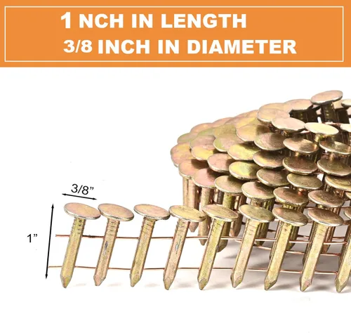Miniatura 2 de Clavos de techo en bobina de 1080 unidades de 1 pulgada x 0.120 pulgadas para pistola de clavos de techo, clavo de techo de cabeza redonda de 15