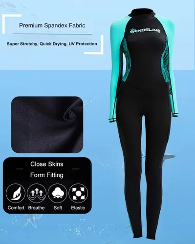 Miniatura 5 de Traje de baño de cuerpo completo para buceo, traje de buceo para mujeres, hombres y adultos, traje de baño de manga larga de una pieza