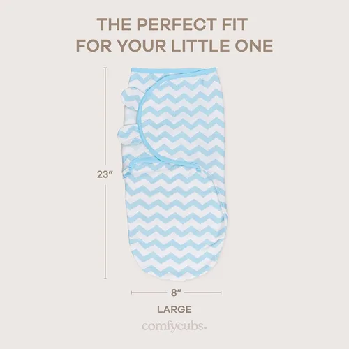 Miniatura 5 de Comfy Cubs - Manta para envolver fácil, 3 unidades - 100% algodón para recién nacidos, tamaño grande para bebés de 3-6 meses, con velcro ajustable