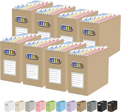 Miniatura 17 de Oterri Caja organizadora de archivos de cartón para colgar carpetas de archivos, tamaño carta, caja de archivos para escritorio de computadora