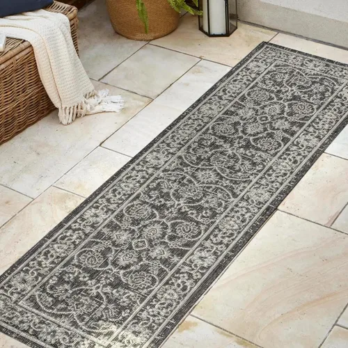 Miniatura 3 de JONATHAN Y Vine & Border - Alfombra de pasillo para interiores y exteriores, 2 x 8 pies, color negro/gris, tejido texturizado Palazzo para patio