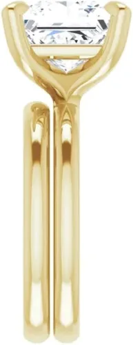 Miniatura 3 de Juego de anillos de compromiso hechos a mano de plata 925, oro macizo de 10K14K18K, 4 quilates de corte princesa, juego de anillos de boda