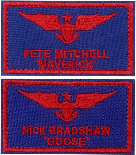 Goose & Maverick - Divertidas calcomanías bordadas con gancho y bucle de 3.8 x 2.2 pulgadas, apliques bordados para planchar para camisas, mochilas,