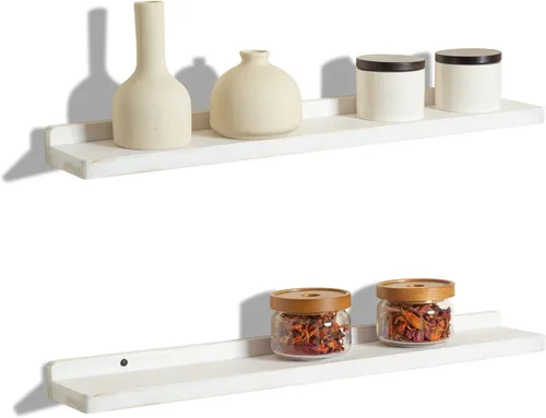 Miniatura 15 de Freezing point Pequeño estante flotante para pared, juego de 4 mini estantes de pared de madera natural de 4 pulgadas, decoración de plantas, negro