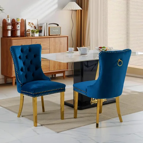 Miniatura 107 de SoarFlash Juego de 4 sillas de comedor de terciopelo, silla lateral de respaldo alto, silla lateral tapizada moderna de alta gama con capitoné
