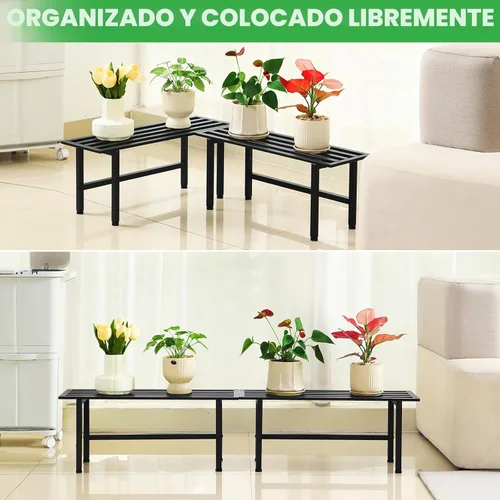 Miniatura 5 de Dipion Paquete de 2 soportes de metal para plantas al aire libre, estantes para plantas de interior, 1 nivel resistentes para múltiples plantas, 26