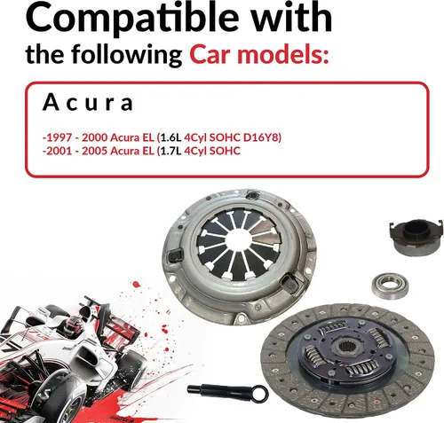 Miniatura 8 de Kit de embrague compatible con Civic Delsol Acura El DX EX GX LX Reverb VALUE EX-R CX SI VX 1992-2005 1.5L L4 1.6L L4 1.7L L4 GAS SOHC aspirado