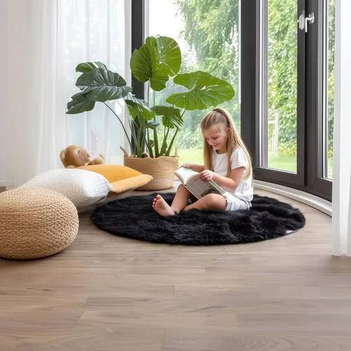 Miniatura 48 de Super Area Rugs - Alfombra de piel de oveja suave y esponjosa Gris oscuro