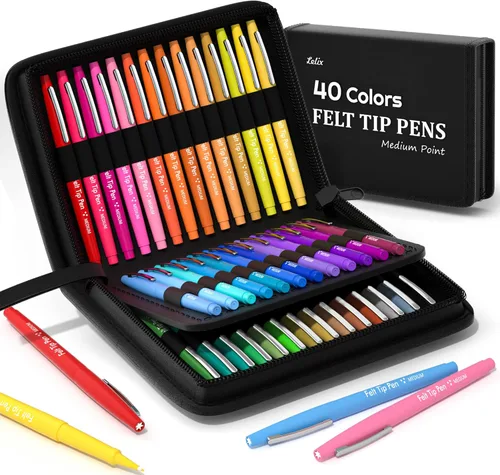 Miniatura 10 de Bolígrafos de punta de fieltro de 20 colores, bolígrafos de punta media, bolígrafos de colores surtidos Lelix para diario, escribir, tomar notas