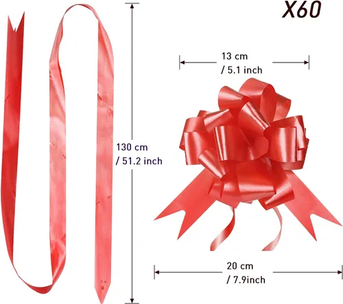 Miniatura 2 de GWHOLE 60 lazos de cinta roja de 5 pulgadas, lazos de regalo para manualidades, caja de manualidades, boda, día de San Valentín, decoración