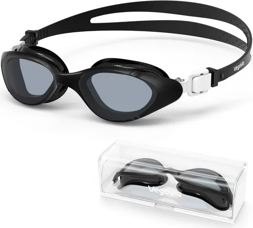 VegoVia Gafas de natación para adultos para hombres y mujeres, gafas de natación para piscina, antiniebla/UV, gafas de natación con estuche