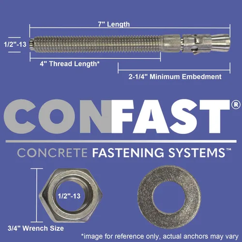 Miniatura 2 de CONFAST Ancla de cuña galvanizada de 1/2" x 7" (caja de 25)