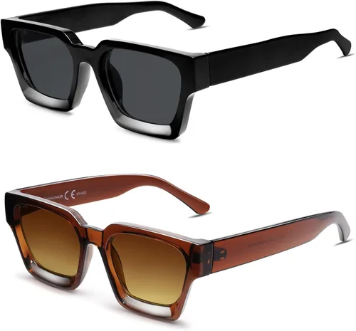 Miniatura 87 de VANLINKER Gafas de sol cuadradas gruesas para hombres y mujeres, retro, rectangulares, con protección UV400, VL9731