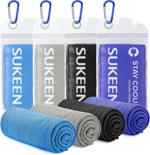 Miniatura 14 de Sukeen Paquete de 4 toallas refrescantes (40 x 12 pulgadas), toalla de hielo, toalla suave y transpirable, toalla de microfibra para yoga