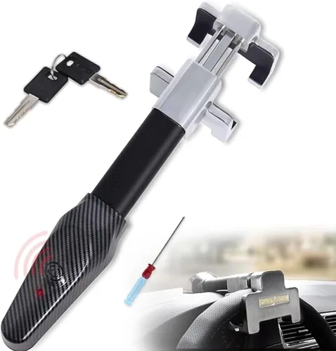 Bloqueo de Volante Amorin con Alarma y Luz, Productos de Seguridad para Coche Dispositivo Antirrobo, Barra Antirrobo para Coche SUV de Alta
