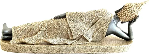 Miniatura 7 de OMA Estatua de Buda reclinable de resina de arenisca para decoración del hogar de la marca Peace and Luck (Meditación)
