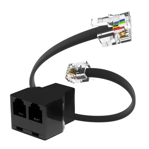 Miniatura 8 de Divisor de conector de teléfono para teléfono fijo RJ11 6P4C adaptador de 2 vías (1 divisor + cable de 2.5 pulgadas)