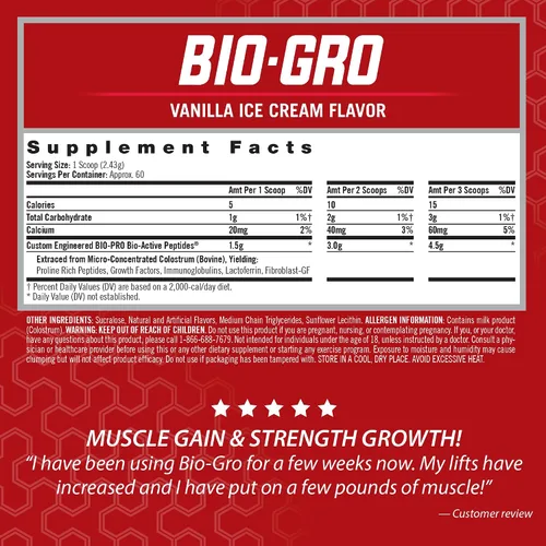 Miniatura 2 de iSatori BIO-GRO Amplificador de síntesis de proteínas, para recuperación muscular y crecimiento, suplemento de calostro y preentrenamiento mejorado