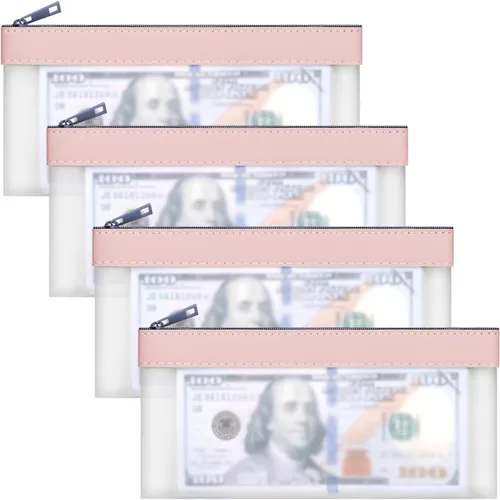 Miniatura 17 de Sobres transparentes para dinero en efectivo de 7.6 x 3.7 pulgadas Money Bags With Zipper Cash Bag Money Pouch Bank Deposit Bags for Coin Invoice