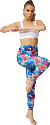 Miniatura 7 de UIUO-UIPEU Pantalones de yoga impresos para mujer leggings de compresión con control de abdomen y bolsillo