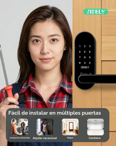 Miniatura 3 de Cerradura de puerta inteligente con teclado de entrada sin llave con asa y perilla, cerrojo digital para puertas delanteras, dormitorios, oficinas e