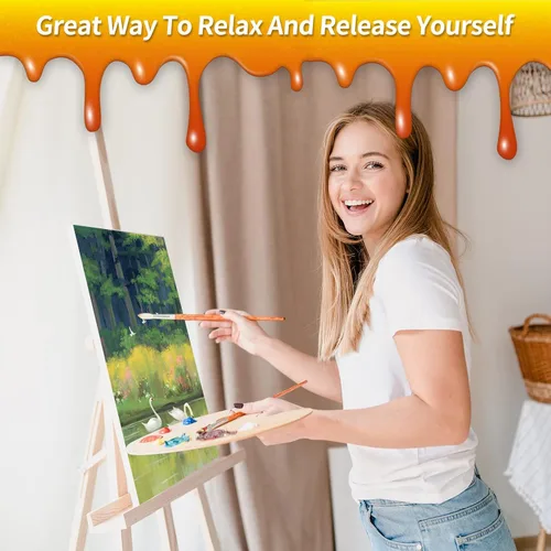 Miniatura 7 de RAOHEVU Kit de pintura por números para adultos principiantes – "Camino a las montañas" Kits de pintura por números (16 x 20 pulgadas) con pintura