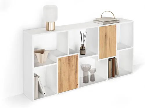 Miniatura 47 de Mobili Fiver, Iacopo XS Estantería con puertas de panel (63.31 x 31.5 pulgadas), color negro Ashwood, Made in Italy