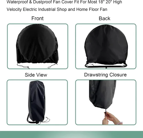 Miniatura 3 de Cubierta de ventilador de piso industrial, cubierta de ventilador impermeable y a prueba de polvo, apta para la mayoría de ventiladores de piso