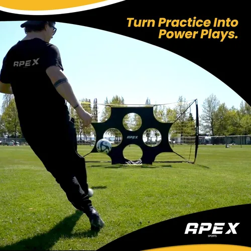 Miniatura 7 de Apex Sports - Portería de fútbol de 12x6 pies con objetivo de precisión – Red de fútbol portátil con objetivo de 10 agujeros extraíble, diseño