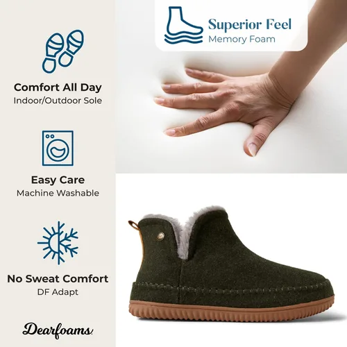 Miniatura 3 de Dearfoams Alpine Brixen - Botas cómodas de espuma viscoelástica para interiores y exteriores para hombre
