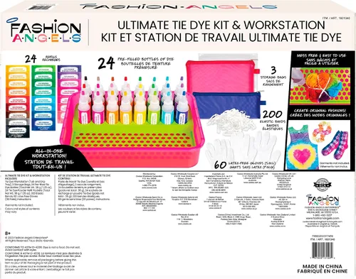 Miniatura 5 de Fashion Angels Kit de teñido anudado y estación de trabajo, artes y manualidades para grupos, incluye botellas prellenadas y tinte, guantes y más