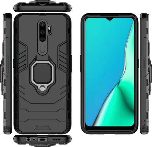 Miniatura 4 de LuluMain Funda compatible con Oppo A9 (2020), soporte de anillo de metal, a prueba de golpes, carcasa rígida