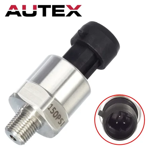 Miniatura 2 de AUTEX Transductor/remitente/sensor de presión 150 Psi con arnés de conector 0-150 Psi, acero inoxidable, 1/8”-27 NPT, sensor de transductor