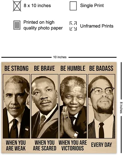 Miniatura 2 de Arte de pared y decoración afroamericana inspiradora - Sé fuerte, sé valiente, sé increíble - Decoración para el aula - Citas motivacionales
