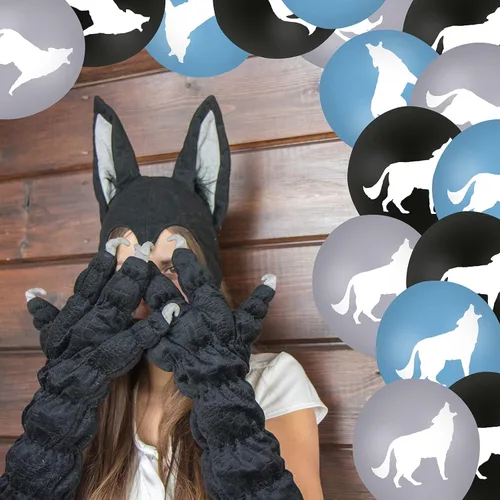 Miniatura 5 de 30 globos de lobo para decoración de fiesta de cumpleaños de lobo, globos de látex de 12 pulgadas para baby shower, cumpleaños, suministros