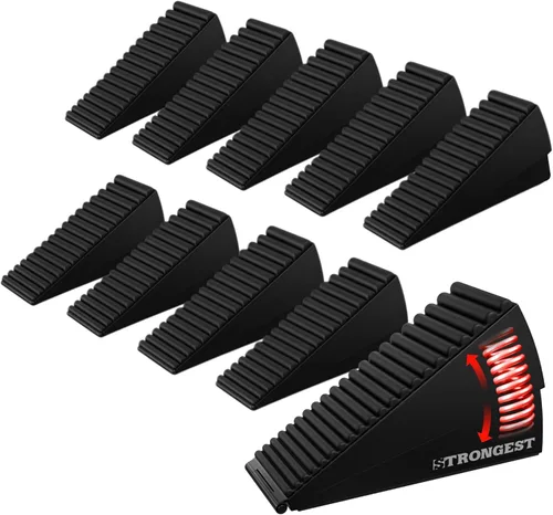 Miniatura 16 de STRONGEST HOME Topes de puerta ajustables XL con resorte, cuña resistente de 3 pulgadas para entradas gruesas y de gran tamaño, agarre de goma Negro