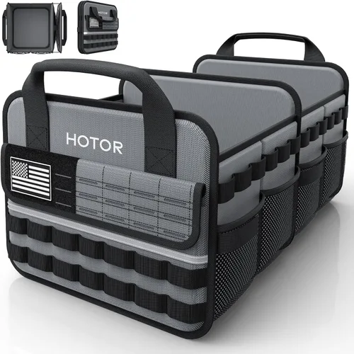 Miniatura 11 de HOTOR Organizador táctico para maletero de automóvil, organizador plegable para maletero de SUV con bolsillo frontal Molle y tiras reflectantes