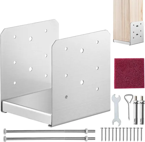 Miniatura 15 de VEVOR Base de Poste de 6" x 6", 10 Piezas Soporte de Anclaje de Poste Ajustable de Acero Inoxidable (Interno 5.9 x 5.5"), Base de Poste Ajustable