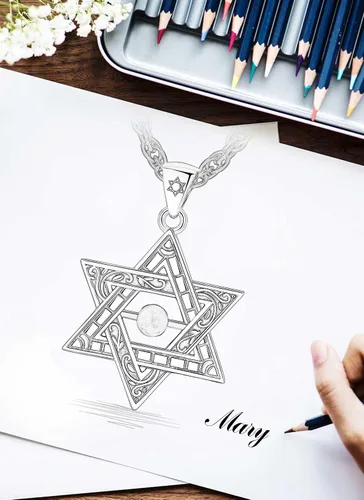 Miniatura 49 de CELESTIA Colgante de plata de ley 925, anillos de tetragrammaton, collar masónico, joyería de pentagrama para mujeres y hombres