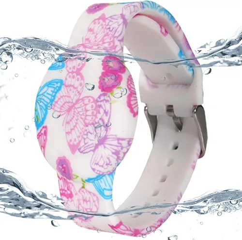 Miniatura 8 de Paquete de 2 pulseras impermeables AirTag para niños, pulsera impresa oculta para Apple AirTag, funda de silicona para AirTag y rastreador
