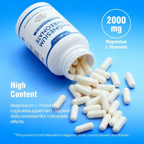 Miniatura 2 de Magnesio L-treonato 120 cápsulas, vitamina D3, treonato de magnesio con vitamina C, alta absorción, sin OMG, suministro de 60 días (120)