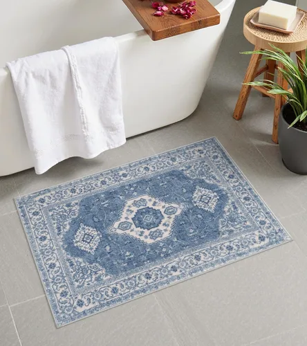 Seavish Alfombra de baño bohemia, vintage, envejecida, absorbente, pequeña, antideslizante, lavable, para fregadero, ducha, tocador, suave, cómoda y