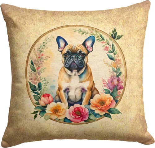 Miniatura 193 de Caroline's Treasures DAC2072PW1414 Affenpinscher and Flowers - Almohada decorativa de tela, lavable a máquina, para interiores y exteriores