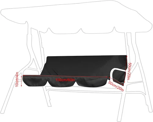 Miniatura 5 de AMONIDA Funda de cojín para columpio, cojines de poliéster 190T de tafetán para columpio, cojines de repuesto para columpio de patio de tres plazas