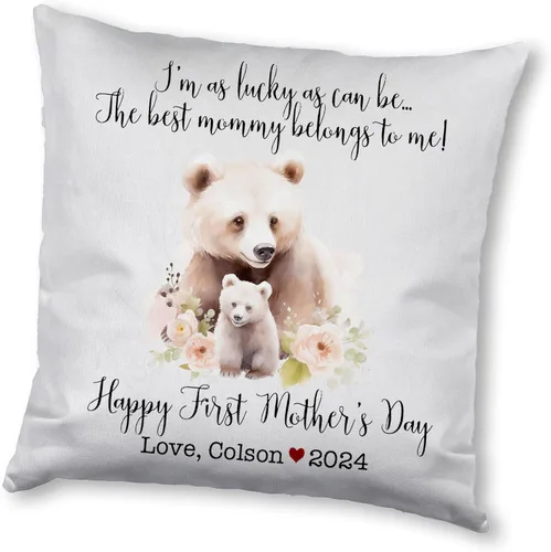 Miniatura 6 de Mother's Day Bear, First Mother's Day Custom Pillowcase, Personalized Mother's Day Pillowcase, Gift for Mom, Home Decor