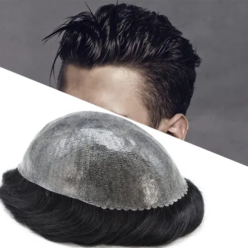 Miniatura 153 de Toupee for Men Hair Piece Real Human Hair Full Poly Skin Mens Toupee Mens Hair System Injected PU Hair System Invisible Hairpiece for