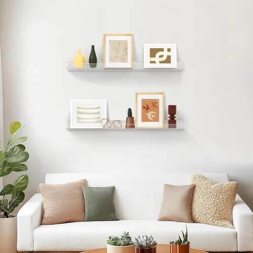 Miniatura 7 de HBlife Estantes flotantes de 36 pulgadas para montar en la pared, estantes de acrílico transparente para figuras, 16 pulgadas de espacio entre